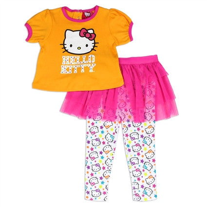 Hello Kitty  Girls  Yellow and Pink Top and Tutu Leggings