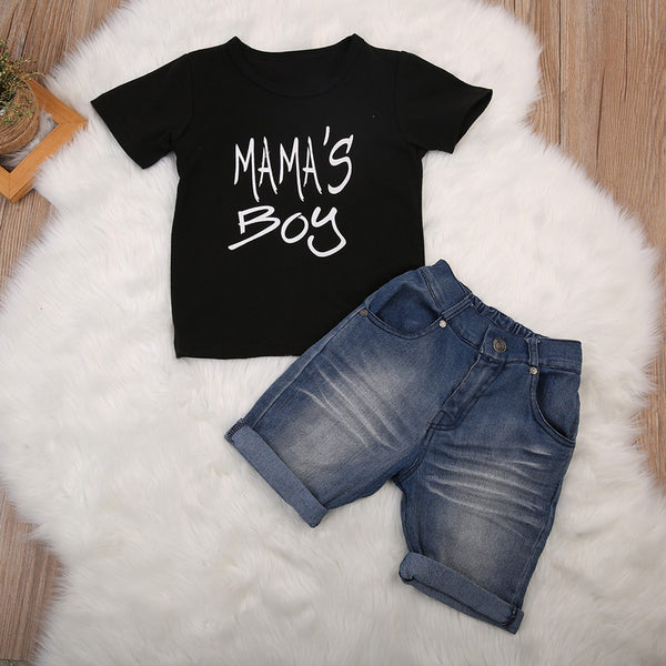 Mamas Boy T-Shirt and Denim Shorts Outfit