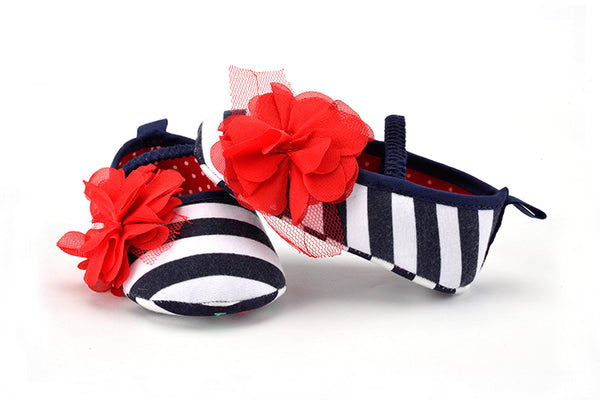 Infant  Blue and White Striped First  Walker Shoes