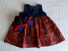 Denim Paisley Print Dress and Booties